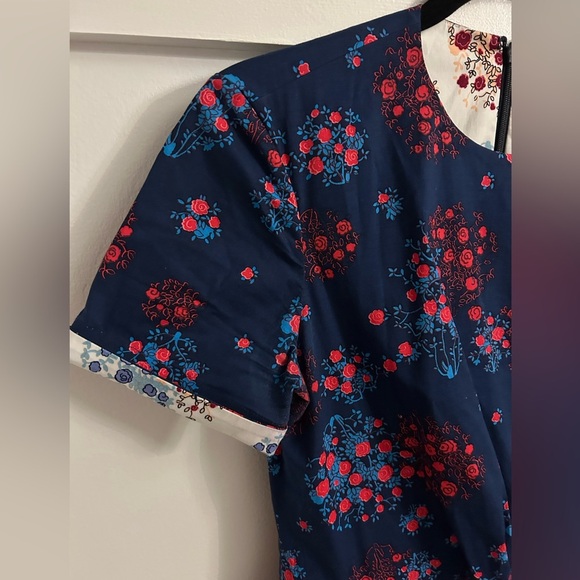 Carolina Herrera Multicolored Short Sleeve Faux wrap Gathered Dress - Picture 4 of 6